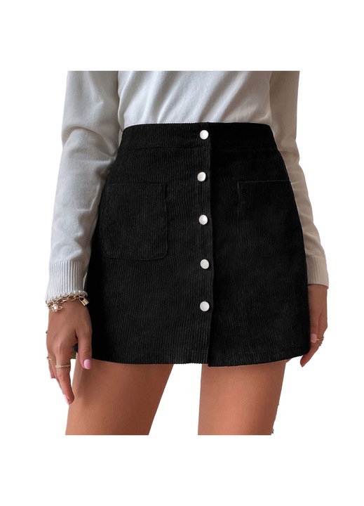 Есенна дамска пола от плат с висока талия