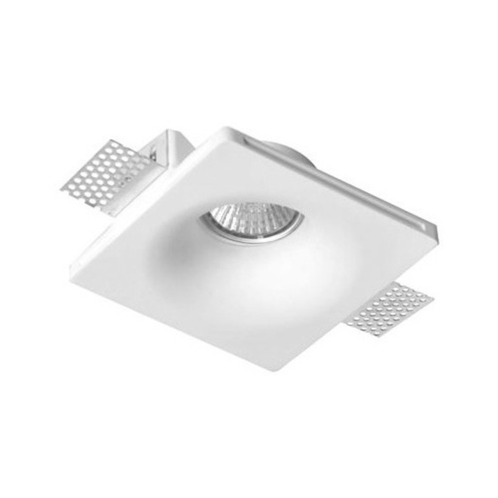 Spot din Gips, Incastrat, Suporturi Reglabile, Dulie GU10 Inclusa, Fara Bec, ( Inaltimea Necesara Pentru Montare in Tavan 10cm) Patrat, 12x12x4.5cm, TOBIA, Nova Luce