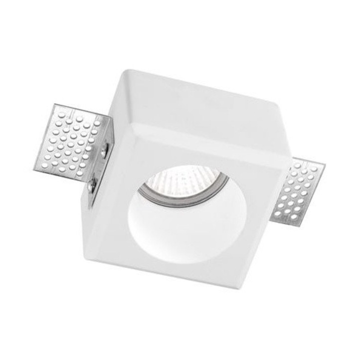 Spot din Gips, Incastrat, Suporturi Reglabile, Dulie GU10 Inclusa, Fara Bec, ( Inaltimea Necesara Pentru Montare in Tavan 11cm, cu o gaura 8.5 x 8.5cm)Patrat, 8 x 8 x 5.2cm, COSIMO, Nova Luce