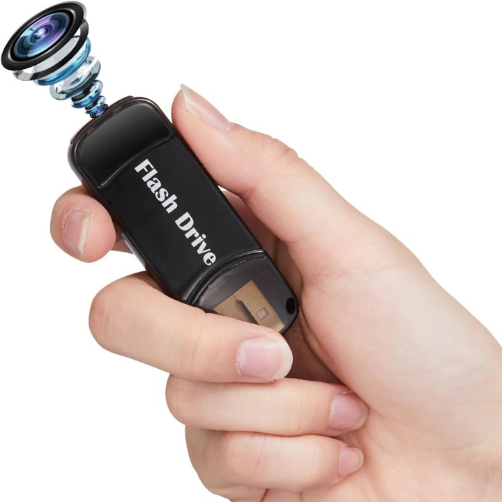 Шпионска камера StartONTeam USB флаш устройство FULL HD 1080p, 32 GB памет, детектор за движение, микрофон, 100 минути живот на батерията