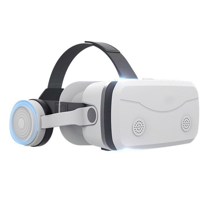 VR очила, BOMSTOM, вградени слушалки, 3.5 мм жак за връзка, регулиране на разстоянието между зениците, размери на телефона 4.7-7.2 инча, бели