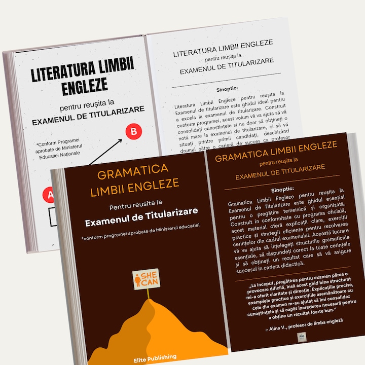 Pachet pregatire Titularizare Limba Engleza: Gramatica+Literatura, conform programei oficiale, Elite Publishing