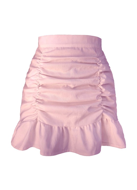 Мини пола с волани, висока талия, изработена от еластична материя