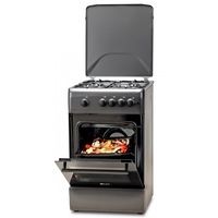 Aragaz LDK 5060 A Mat Black RMV, 4 Arzatoare, Capac metalic, Siguranta, Gratar fonta, Aprindere electrica, 50x60 cm, Negru mat, Preinstalare duze NG/LPG