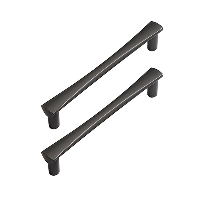 Maner pentru mobila, set de 2 bucati, aliaj de zinc, gri perlat, 142x14x26mm