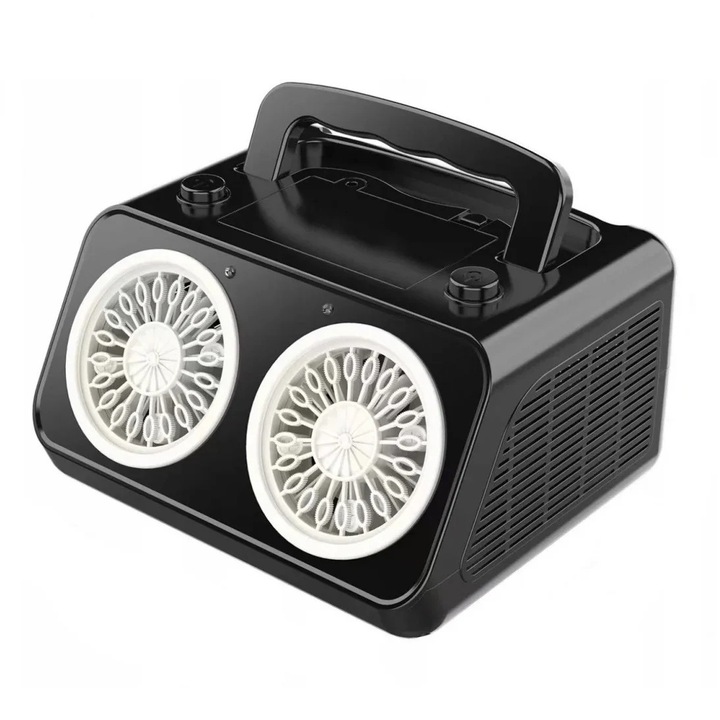 Aparat electric de facut baloane de sapun, lumini LED, 200ml, 2 viteze, 20000+ baloane/min, plastic, 21x18x17.5 cm, negru