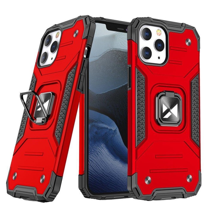 Кейс Wozinsky Ring Armor за iPhone 14 Pro Max, червен, с държач за пръстен, TPU и PC материал