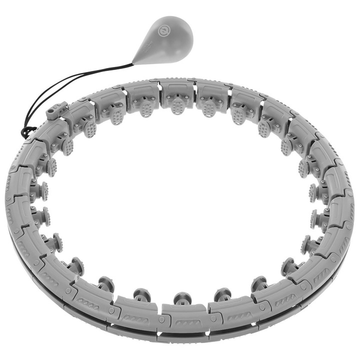 Cerc fitness, Enero Fit, functie de masaj, gri, 55-133 cm, 24 elemente