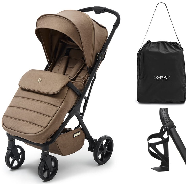 Детска количка X-RAY PRO, Future Design, 22 кг, големи колела, цвят Caffe Latte