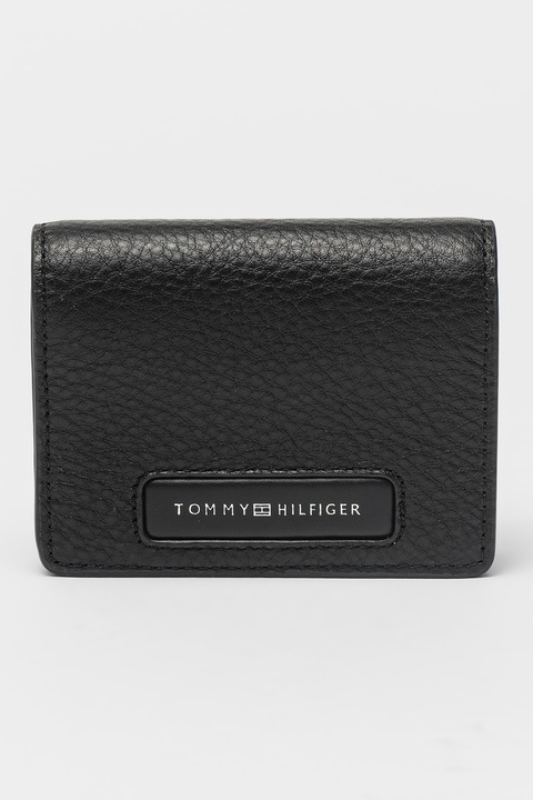 Tommy Hilfiger, Кожен портфейл с релеф, Черен