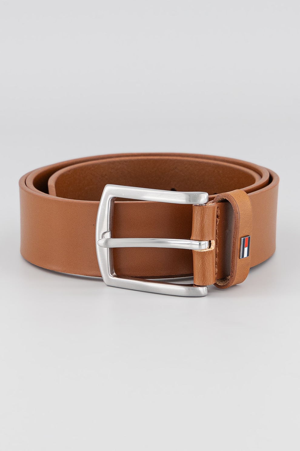 Tommy Hilfiger, Curea de piele cu catarama metalica, Caramel, 100