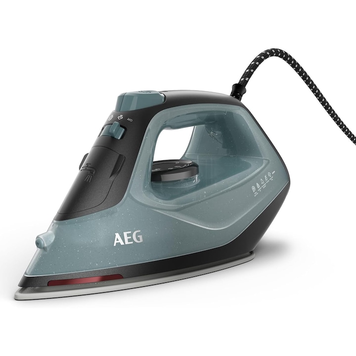Fier de calcat cu aburi AEG Gentle 5000, 2400 W, jet abur 110g, 250 ml, talpa ceramica, Verde