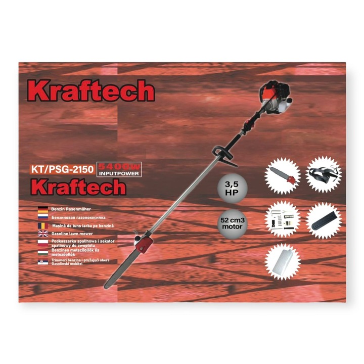 Fierastrau cu lant pentru crengi, benzina KrafTech KT/PSG-2150 Performanta profesionala pentru lucrul la inaltime