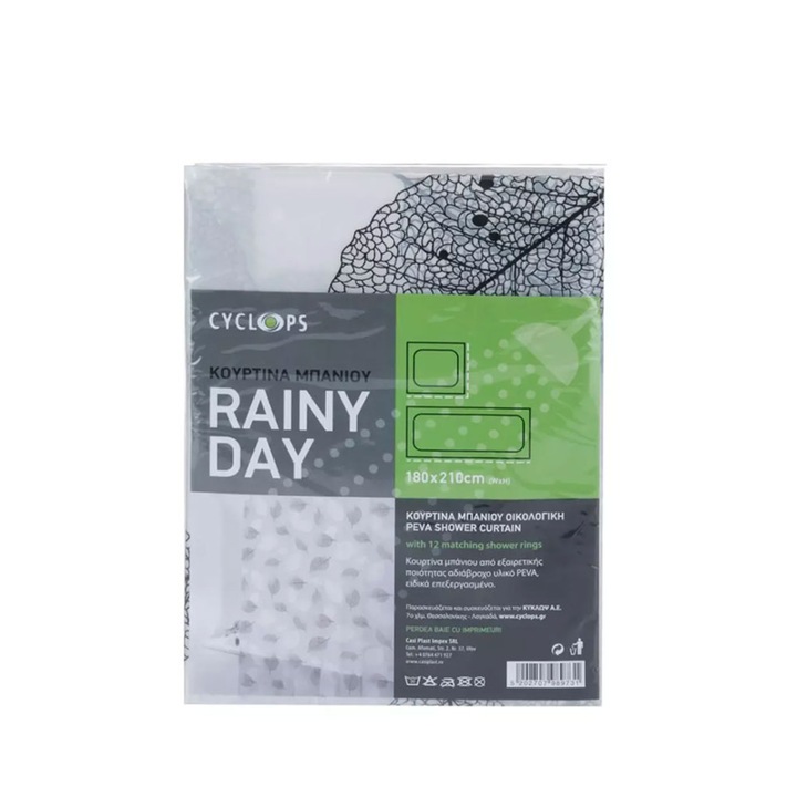Pachet 3 X Perdea din plastic pentru baie/dus Cyclops 180x200cm
