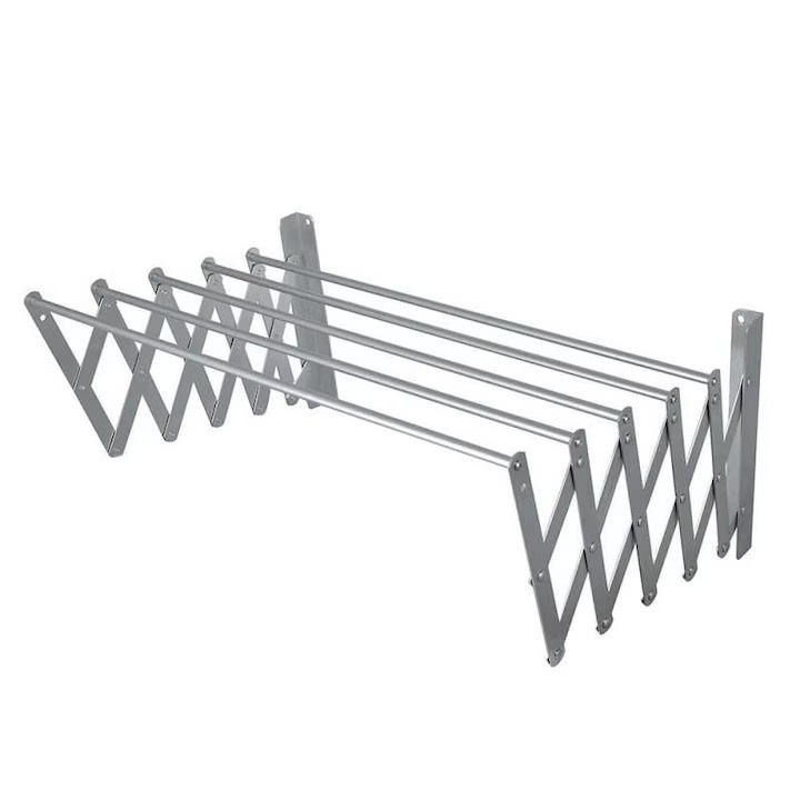 Метална сушилня за дрехи Kludoo®, разтегателна, монтирана на стена, 5 бара x 70 см, капацитет на сушене 5 м