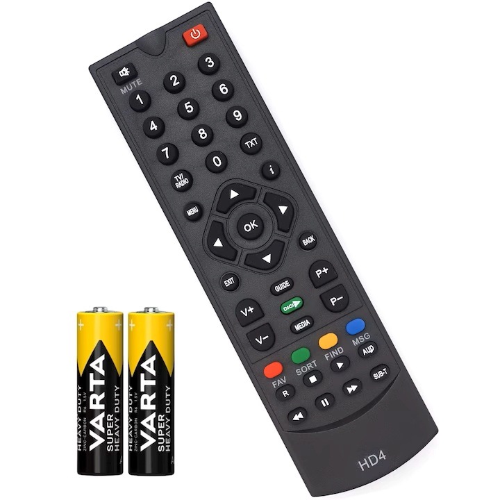 Дистанционно управление, съвместимо с декодер Digi HD4, черно, включени батерии