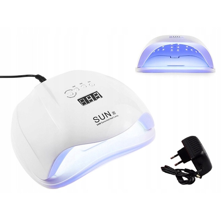 Professzionális UV LED lámpa 54 W manikűrhöz és pedikűrhöz - fehér