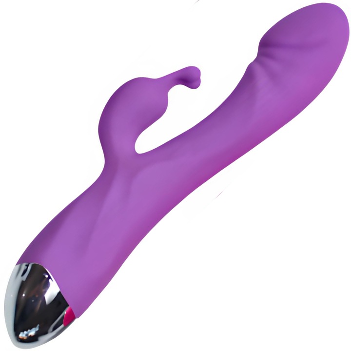 S DEPOT Rabbit szexjáték, 10 vibrációs móddal, USB tápellátással, kettős stimulációhoz, csiklóhoz és G-ponthoz, orvosi szilikonból, lila