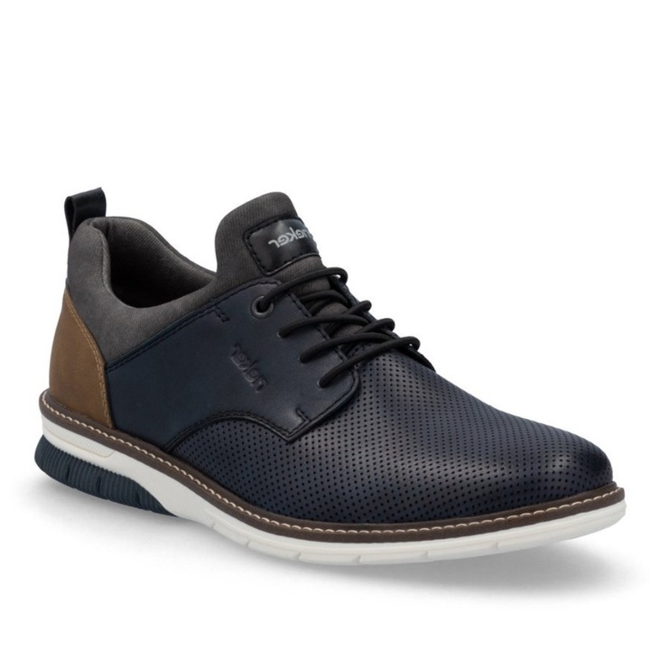 Rieker Rieker férfi sötétkék bebújós bőr félcipő fűzős díszítéssel 14450-15