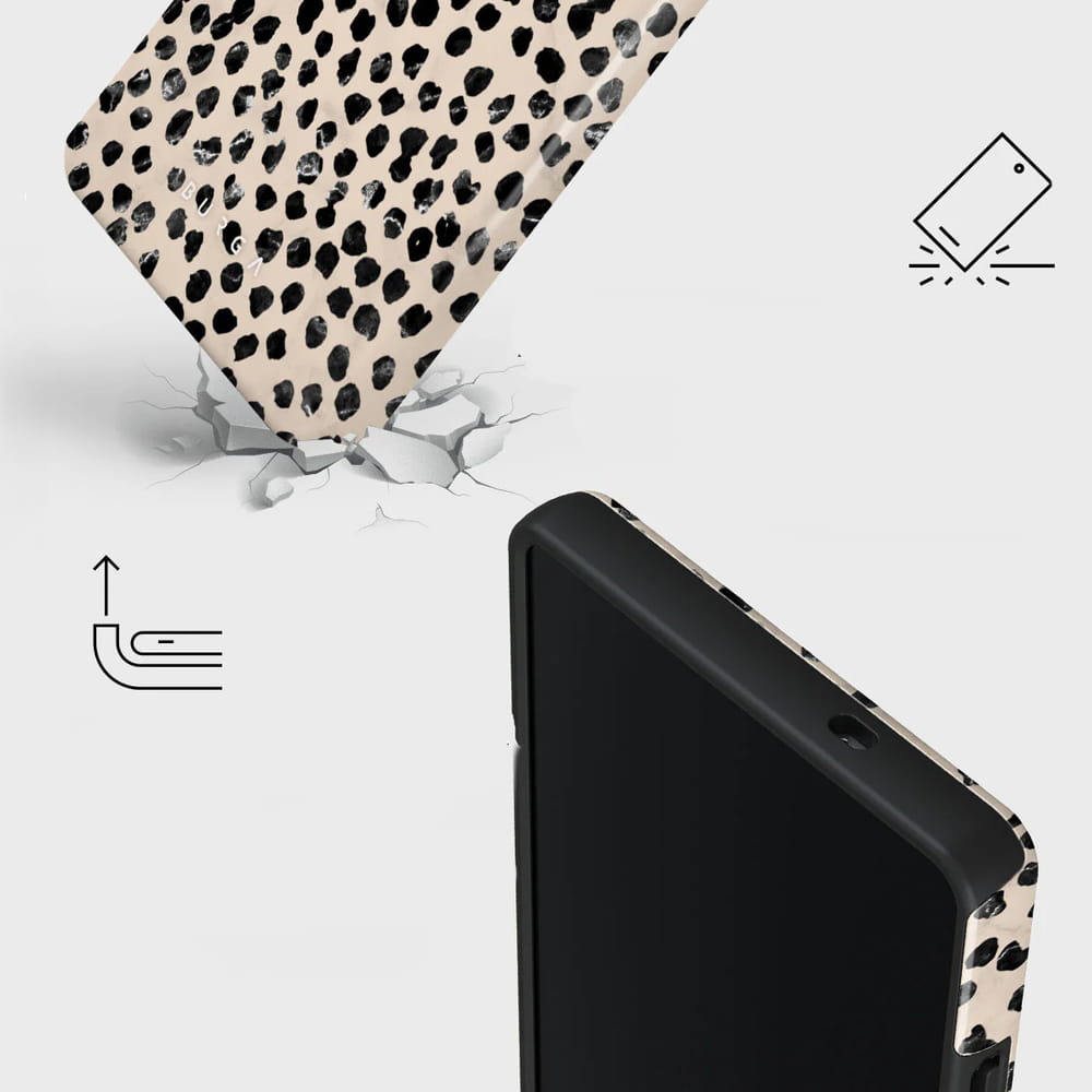 Husa Burga Almond Latte Tough pentru Samsung Galaxy S25 Ultra, bej cu puncte negre