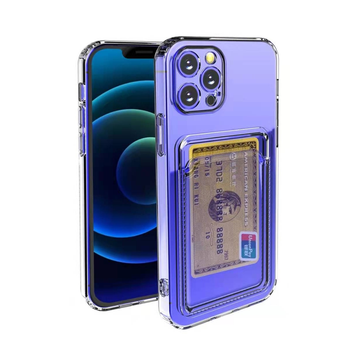 Husa protectie cu suport card compatibila cu Samsung A22 4G Transparent