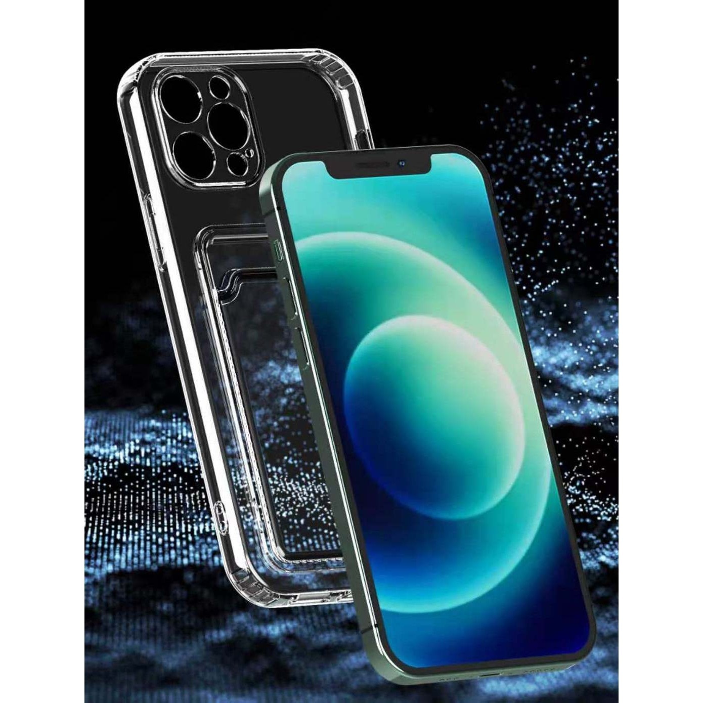 Husa protectie cu suport card compatibila cu Samsung A22 4G Transparent