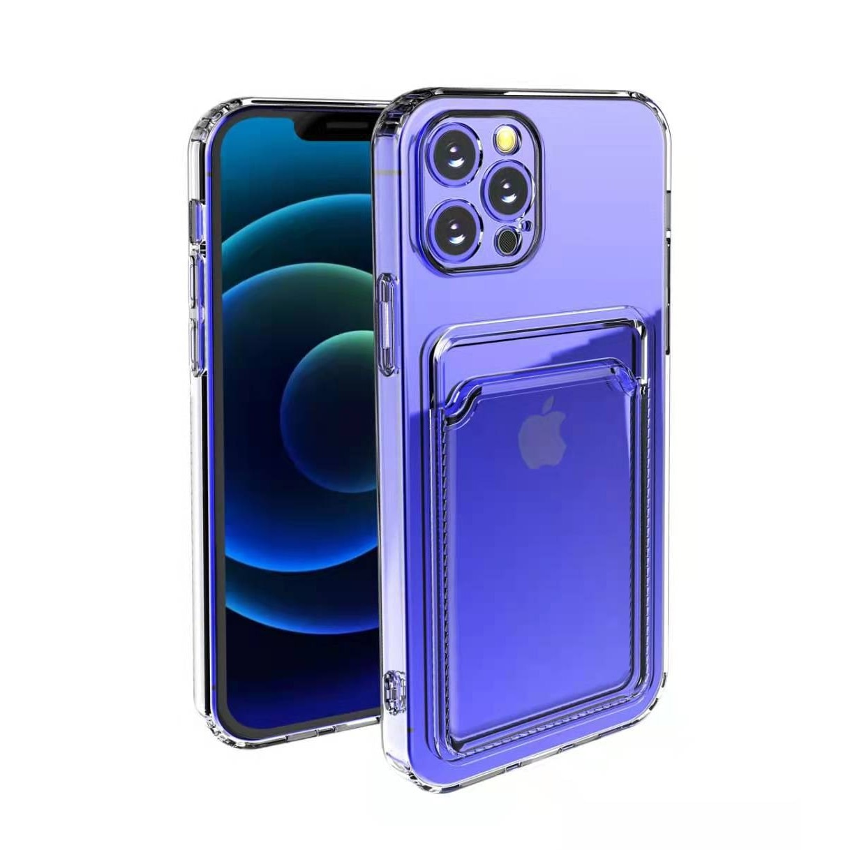 Husa protectie cu suport card compatibila cu Samsung A22 4G Transparent