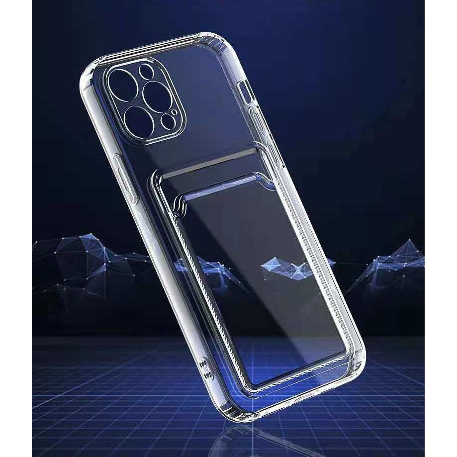 Husa protectie cu suport card compatibila cu Samsung A22 4G Transparent