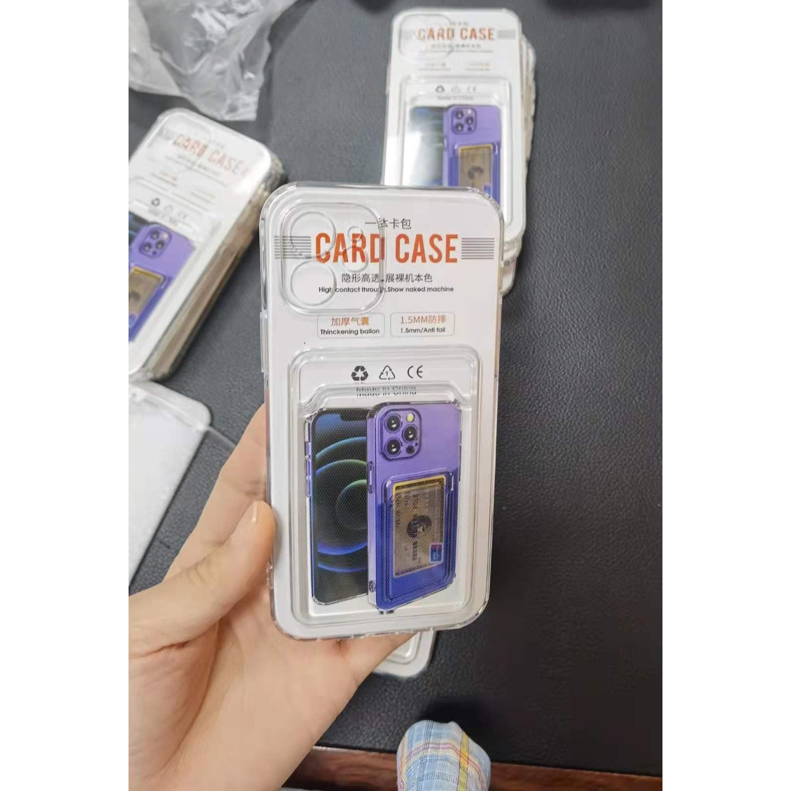 Husa protectie cu suport card compatibila cu Samsung A22 4G Transparent