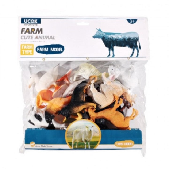 Háziállat figura készlet, 12 db, 12 cm