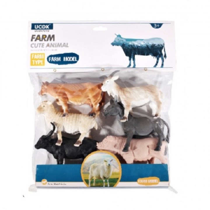 6 db háziállat figura készlet, 20 cm