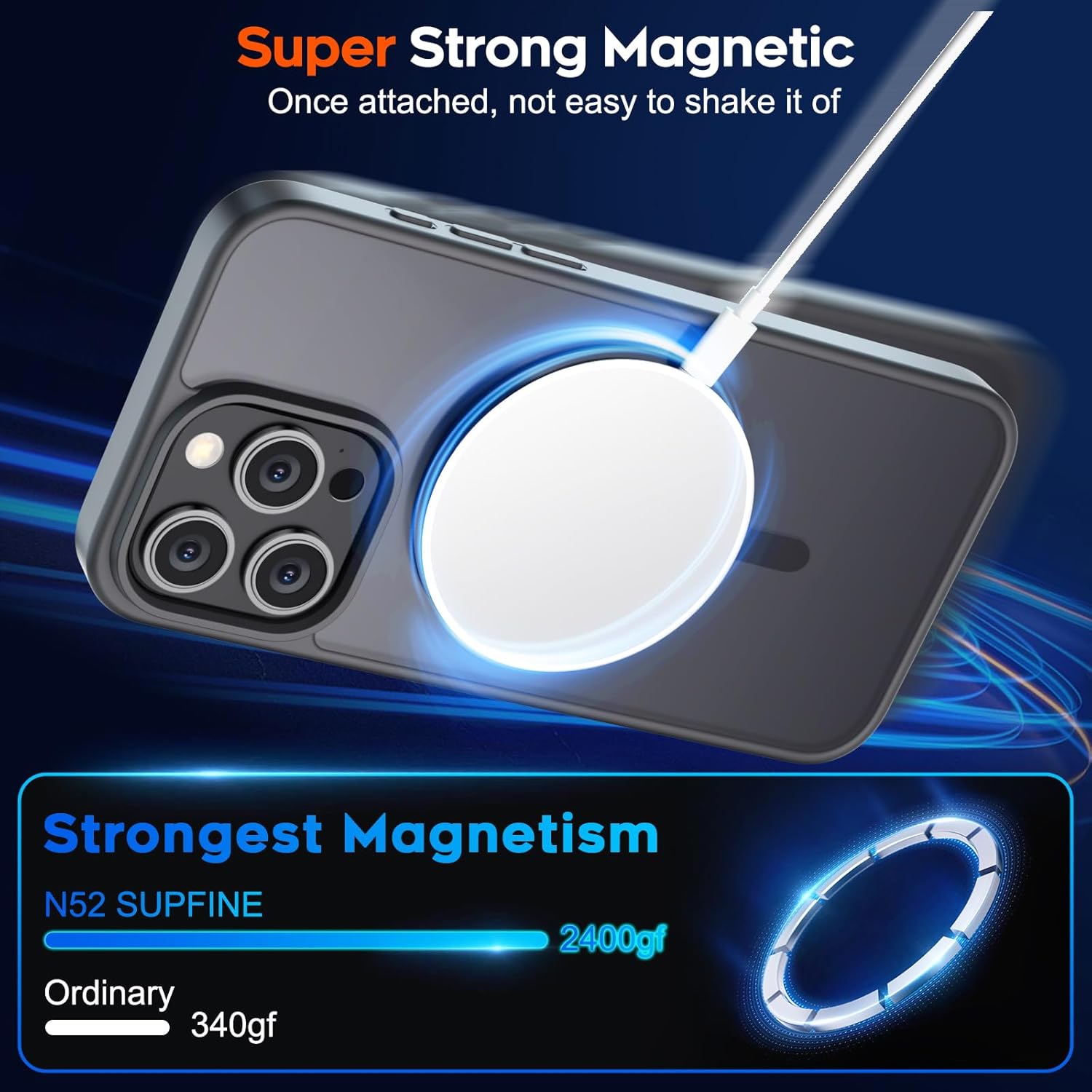 BestCase® Husa pentru Apple iPhone 14 Pro, Shockproof MagSafe, Antisoc, Protectie camera si ecran, Negru