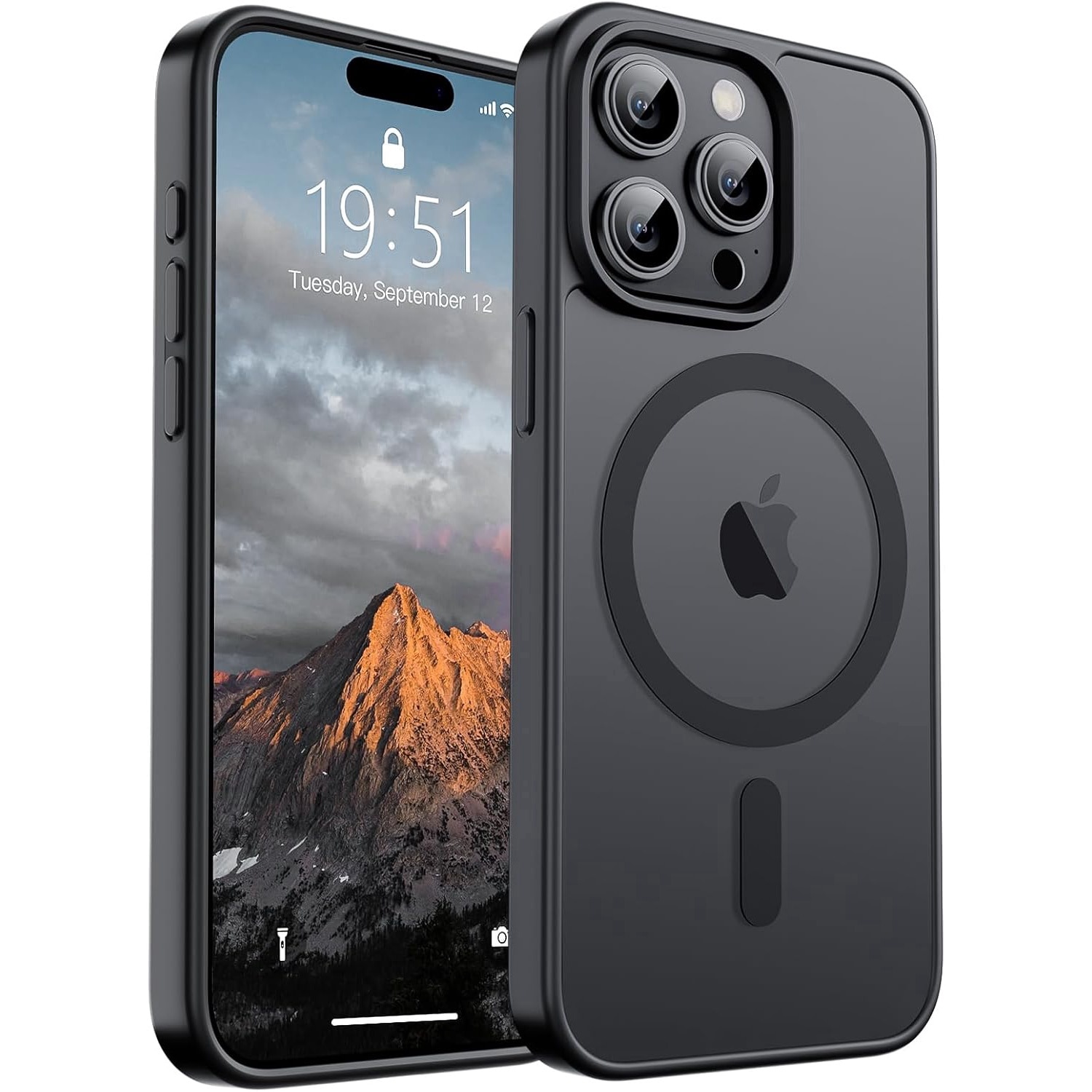 BestCase® Husa pentru Apple iPhone 14 Pro, Shockproof MagSafe, Antisoc, Protectie camera si ecran, Negru