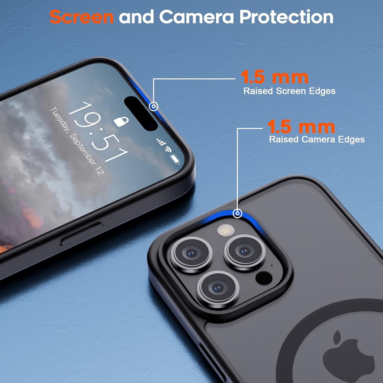 BestCase® Husa pentru Apple iPhone 14 Pro, Shockproof MagSafe, Antisoc, Protectie camera si ecran, Negru