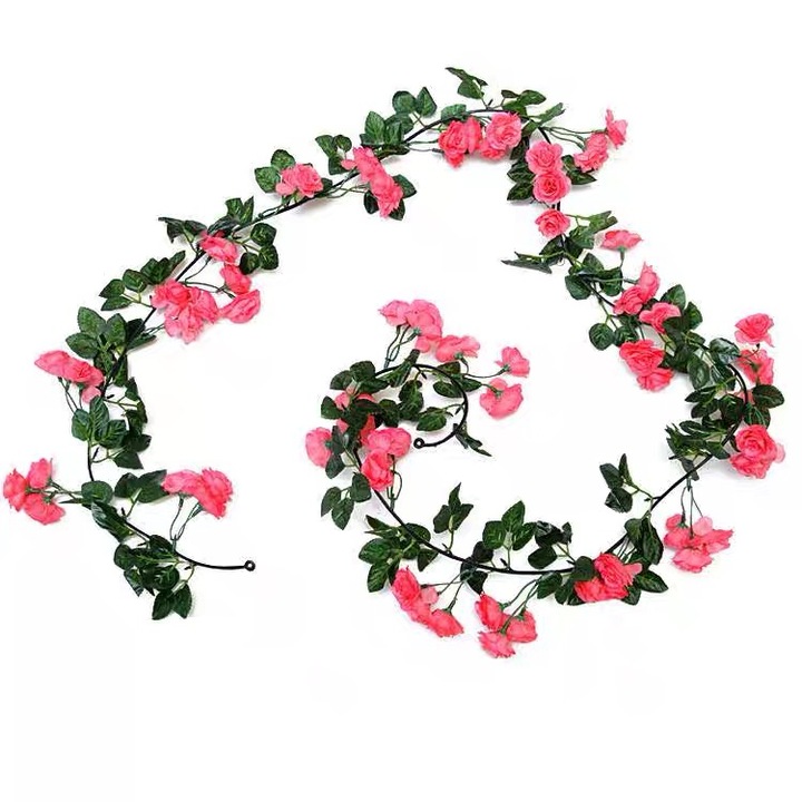 Изкуствено растение, розова лоза, 69 рози 1,75 м (светлочервено) Сватбена арка, декорация за дома, градината, верандата, терасата и балкона
