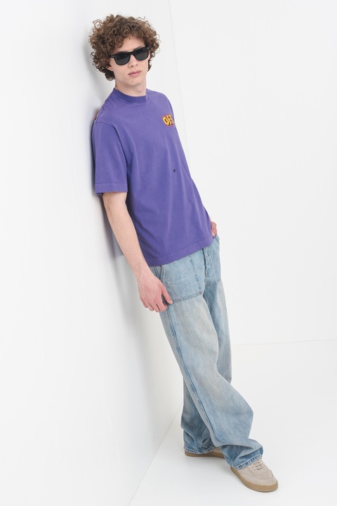 OFF-WHITE, Tricou de bumbac cu imprimeu grafic, Galben sofran/Lila/Rosu deschis