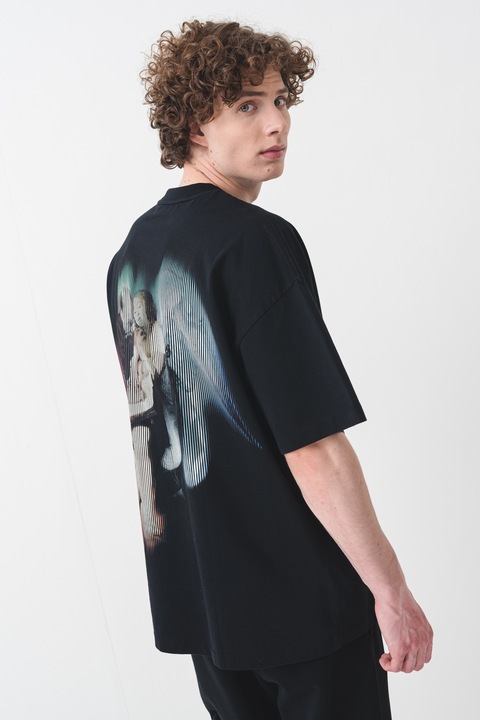 OFF-WHITE, Тениска с овално деколте, Пастелносин/Черен/Бледозелен, S