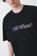 OFF-WHITE, Tricou lejer cu logo si decolteu la baza gatului, Albastru pastel, Negru, Verde pal, S