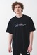 OFF-WHITE, Tricou lejer cu logo si decolteu la baza gatului, Albastru pastel, Negru, Verde pal, S