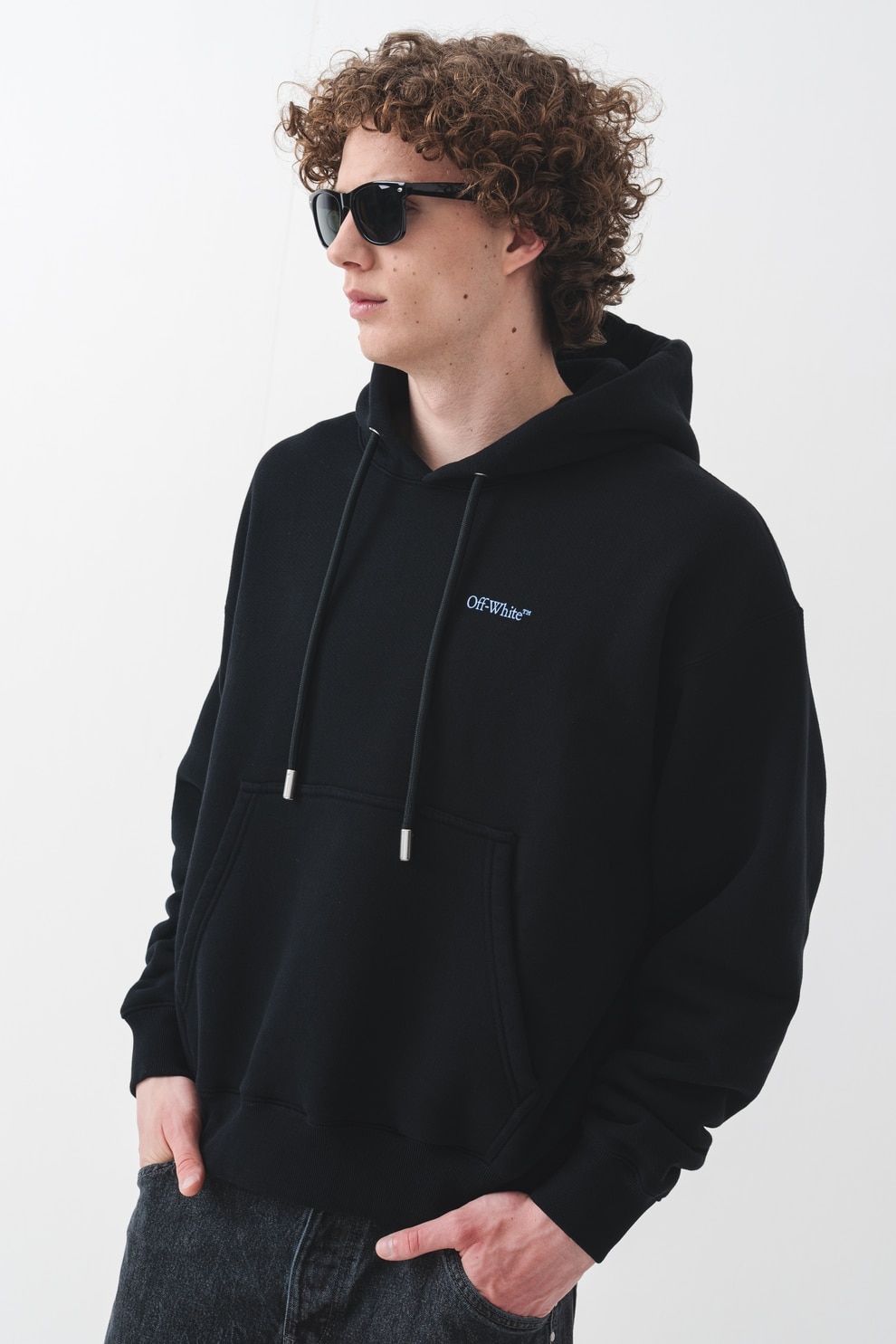 OFF-WHITE, Hanorac cu buzunar kangaroo, Rosu, Albastru pastel