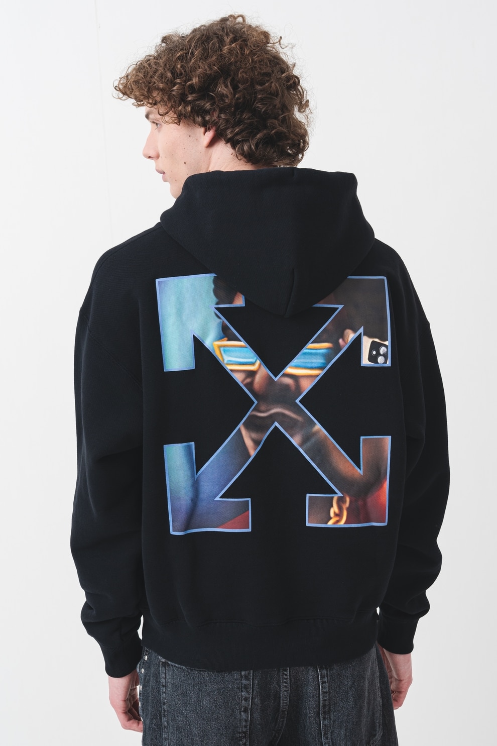 OFF-WHITE, Hanorac cu buzunar kangaroo, Rosu, Albastru pastel