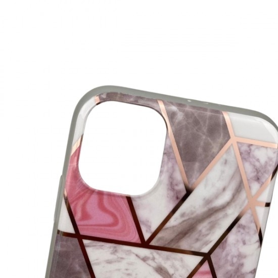 Husa protectie compatibila cu Samsung Galaxy A32 5G Soft IMD TPU Marble Geometric Alb