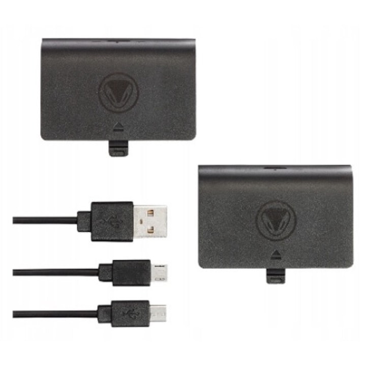 Acumulator pentru gamepad, Snakebyte, Baterie: kit pentru xbox one, Alb, 2 x acumulator 800 mah, Cablu micro usb 2 m, Indicator led, Compatibil cu xbox one, One s, One x, One elite