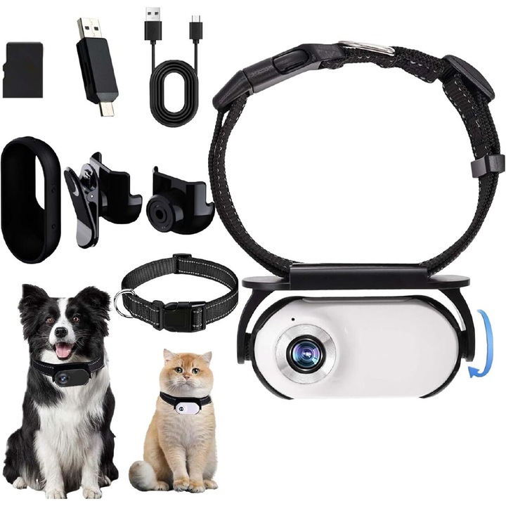 Catcam Pro Pet videokamera, 1080P, fehér, többféle rögzítési kiegészítővel