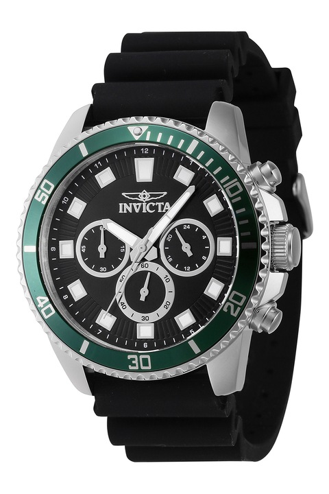 Invicta, Часовник с хронограф и силиконова каишка, Черен