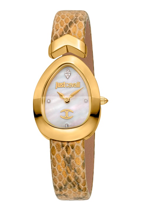 JUST CAVALLI, Часовник с кожена каишка, Златист