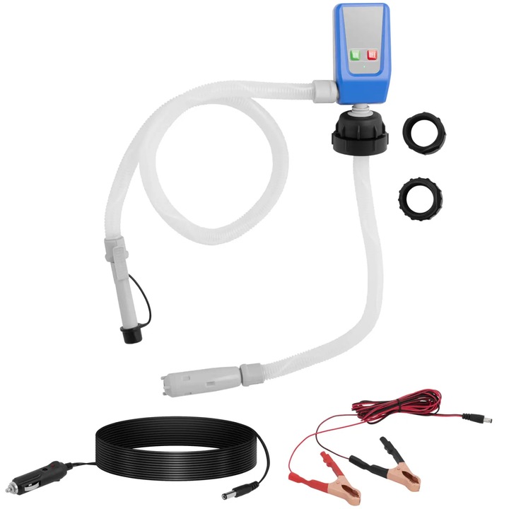 Pompa de combustibil cu alimentare pe baterii, 12 l/min, 3 adaptoare, 50 cm, set complet