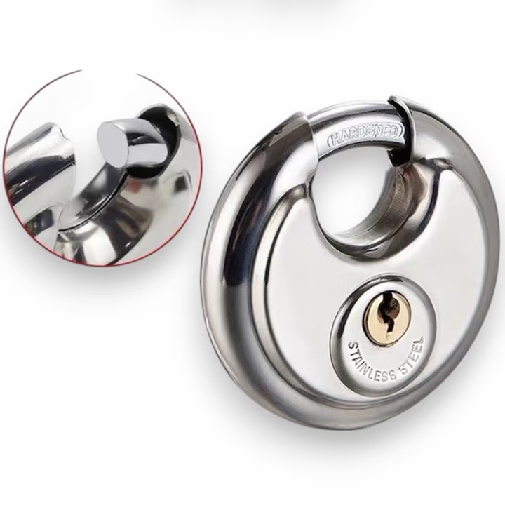 Lacat rotund de 70mm cu 2 chei, gri, pentru garaj, casa, magazin, containere, universal