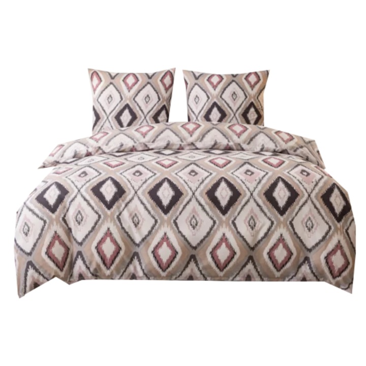 Set de lenjerie de pat cu doua fete 160x200 maro cu diamante aztece