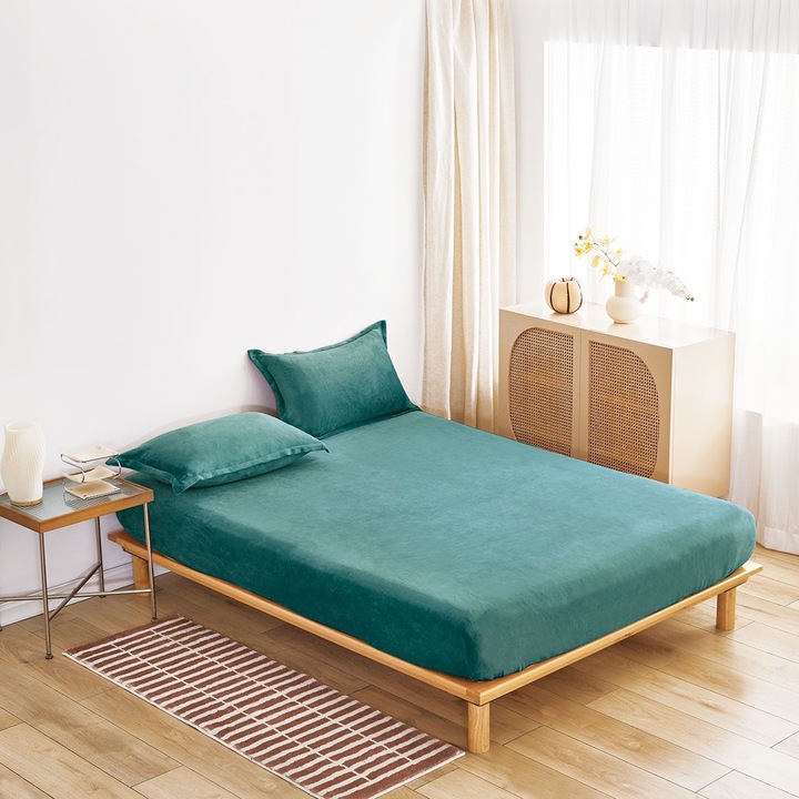 Set Husa 3 Piese din Catifea cu Elastic, Premium, UNI, 180 x 200 cm Model 4